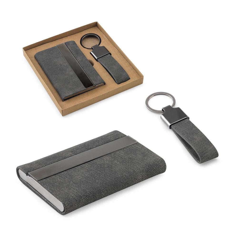 Kit Porta-Cartões + Chaveiro Metal/Poliéster — imagem 1
