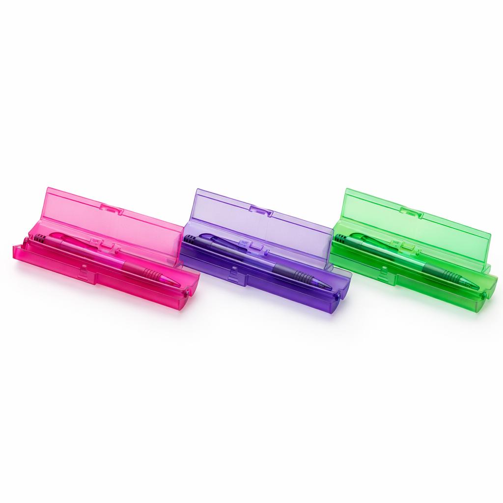 Kit Estojo + Caneta Plástica Clique — imagem 1
