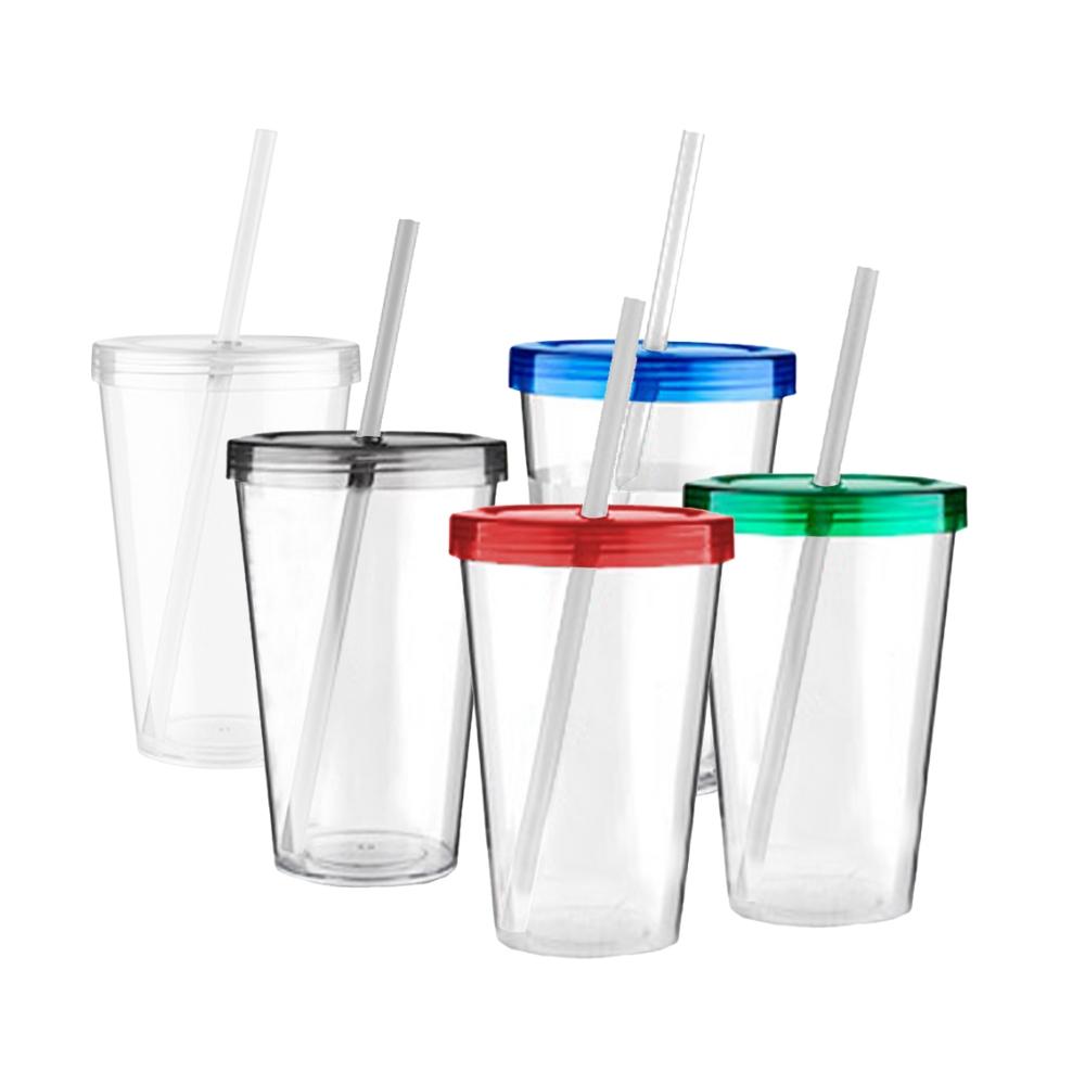 Copo Plástico c/ Canudo 600ml — imagem 1