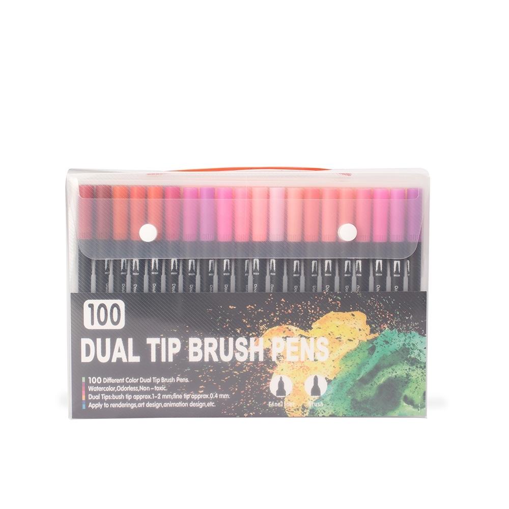 Kit Canetinhas Ponta Dupla 100 Cores - Preto — imagem 1