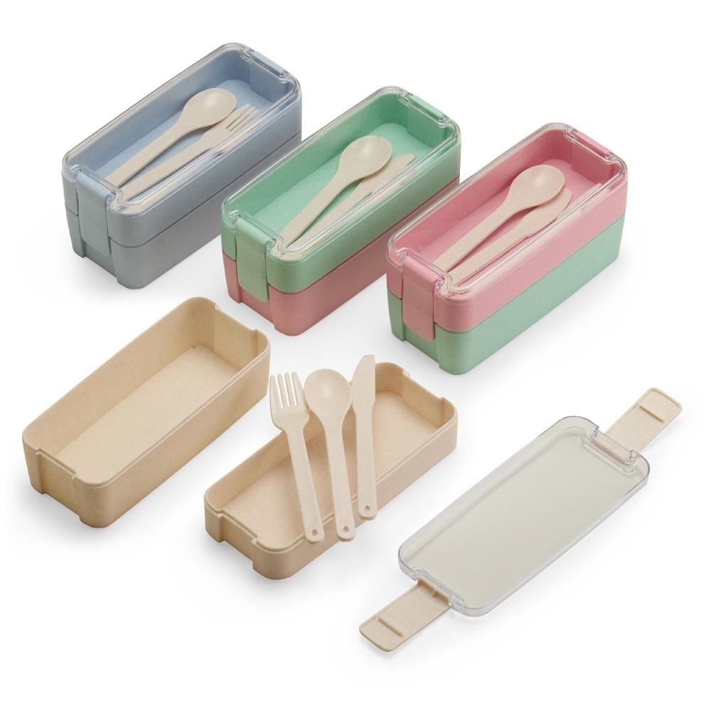 Kit Marmita Plástica Dupla 750ml + Talheres — imagem 1