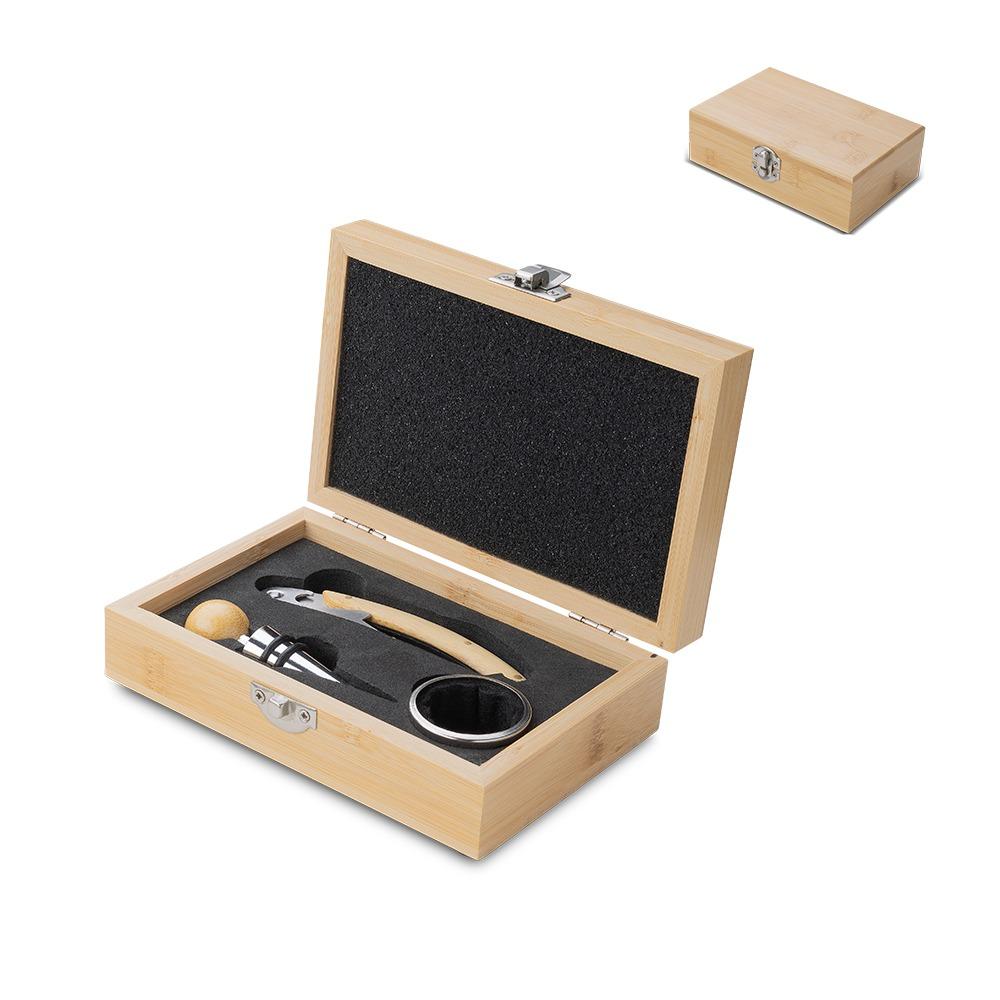 Kit Vinho Personalizado 3 Peças em Bambu com Estojo — imagem 1