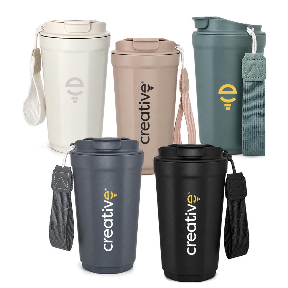 Copo Térmico Inox 390ml com Tampa e Alça de Tecido — imagem 1