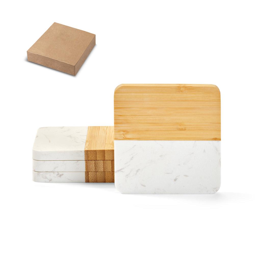 Kit Porta-Copos Mármore e Bambu — imagem 1