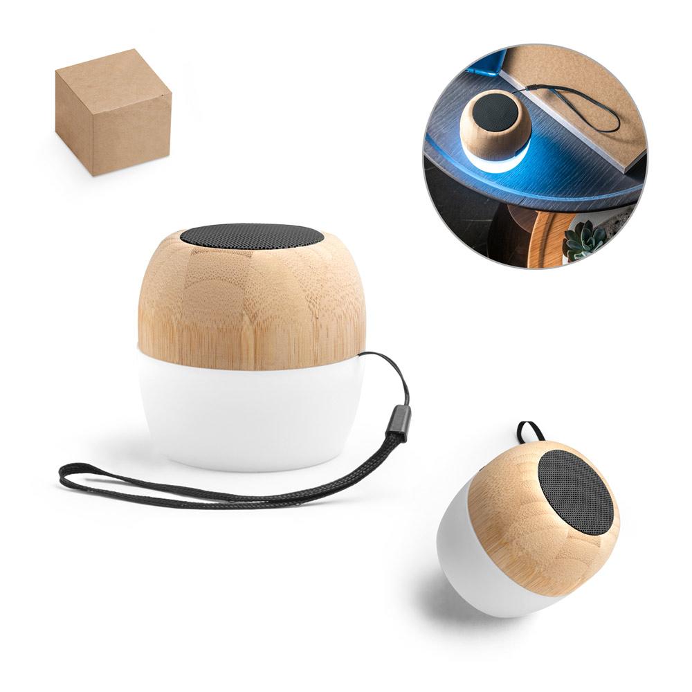 Caixa de Som Portátil Led Bambu/PP — imagem 1