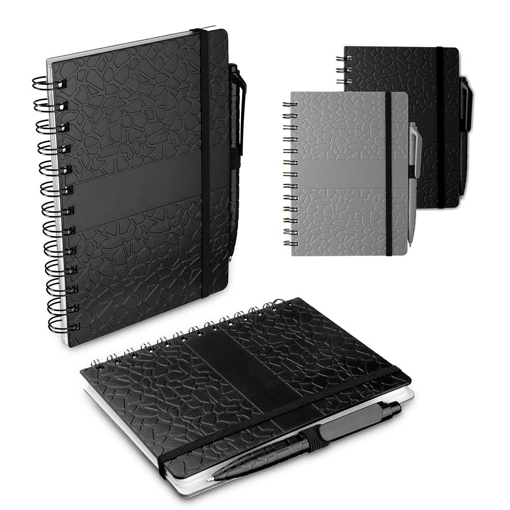 Kit Caderno B6 Capa Dura ABS Pautado + Caneta Clique — imagem 1