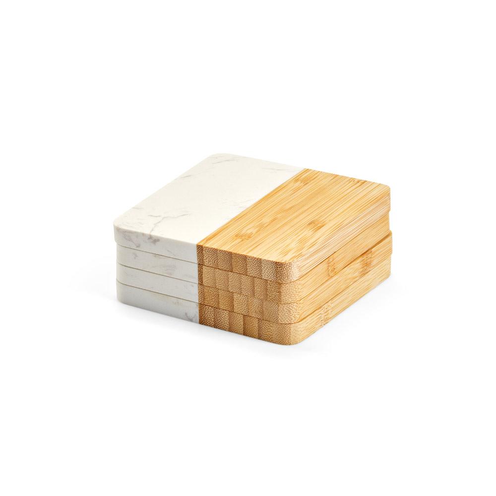 Kit Porta-Copos Mármore e Bambu — imagem 2