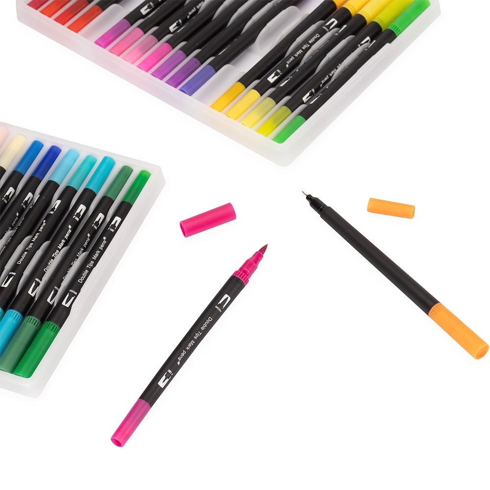 Kit Canetinhas Ponta Dupla 100 Cores - Preto — imagem 2