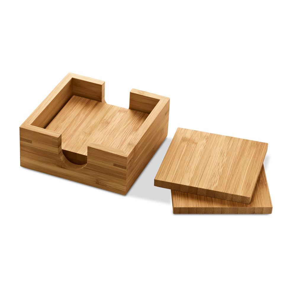 Kit Ecológico Porta-Copos + Suporte Bambu 4 Peças — imagem 2